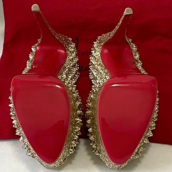 Christian Louboutin “Glitter Specchio” Lady Peep spikes.EU38 140mm 1” platform. - Picture 3 of 11